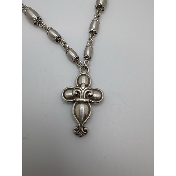 Brighton Blaire  Brushed Silver Cross Pendant Necklace 20" - Picture 1 of 3